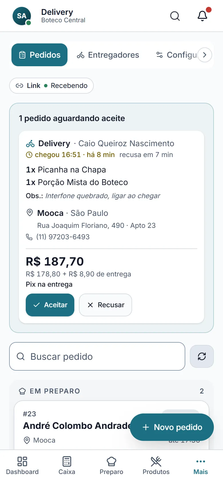 Tela do Abacus: vender rápido, por qualquer canal